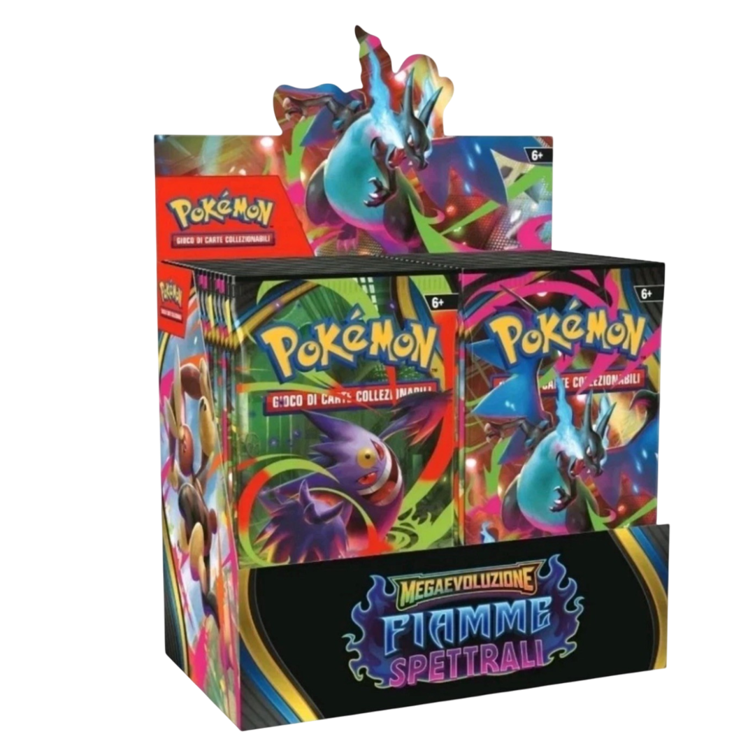 Display Megaevoluzione Fiamme Spettrali Pokémon TCG, Box contenente 36 buste dell'espansione Megaevoluzione Fiamme Spettrali (IT)